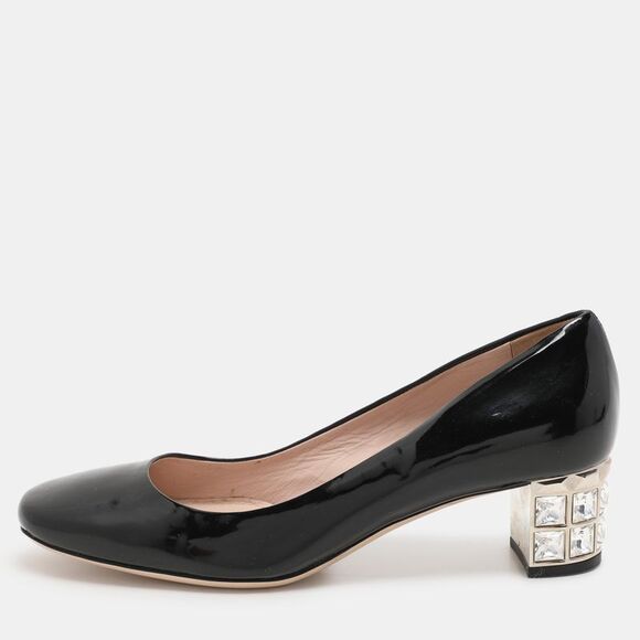 Miu Miu Black Patent Leather Embellished Pumps Size 36.5,New Products : American Fashion Style Bags On Sale